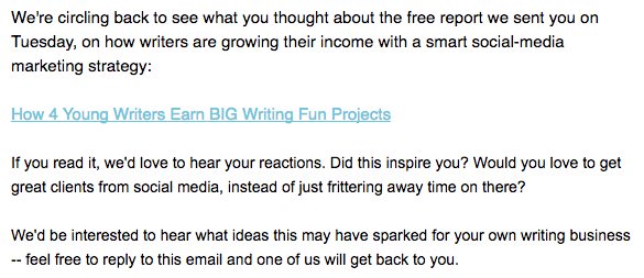 Example of a follow-up email.